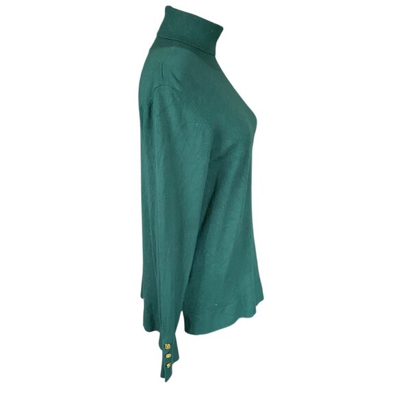 IMAN dark green long sleeve stretchy pullover turtleneck top women's size medium - Picture 3 of 8
